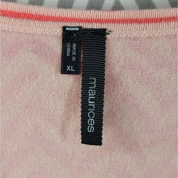 Maurices Cardigan Sweater size XL Sweatshirt 3/4 sleeve zigzag pink lightweight - Picture 4 of 5